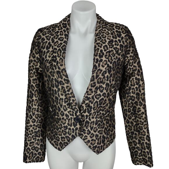 SMYTHE Anytime Leopard Jacquard Blazer Size 2 Animal Print - Picture 4 of 16